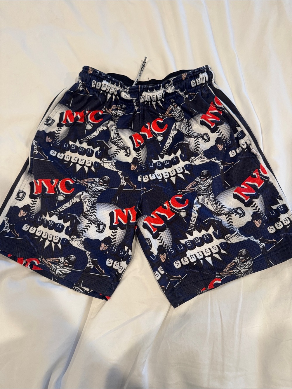 NYC Subway Series baseball Graphic Flow Society Athletic Shorts - Navy & Red